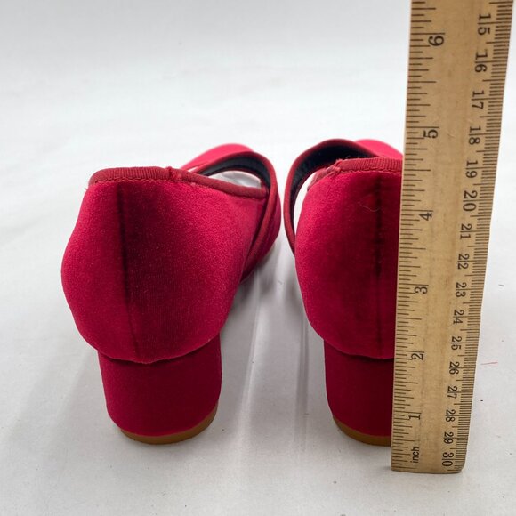 XYD Wine Elegant Velvet Pointed Toe Mary Jane Pumps Chunky Heel Slip On Shoes - Picture 4 of 7